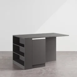 Garnero Arredamenti Isola cucina centrale 160x90cm 2 ante e vani antracite opaco con piano grigio effetto pietra Gourmet Antracite - Grigio pietra Sale