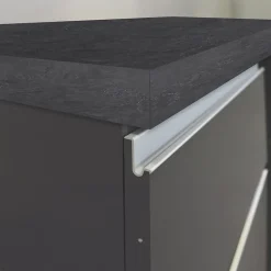 Garnero Arredamenti Isola cucina centrale 160x90cm 2 ante e vani antracite opaco con piano grigio effetto pietra Gourmet Antracite - Grigio pietra Sale