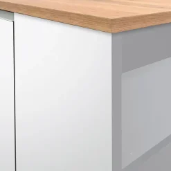 Garnero Arredamenti Isola cucina centrale 160x90cm 2 ante e vani bianco laccato con piano rovere Gourmet Bianco Lucido - Rovere Outlet