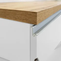 Garnero Arredamenti Isola cucina centrale 160x90cm 2 ante e vani bianco laccato con piano rovere Gourmet Bianco Lucido - Rovere Outlet