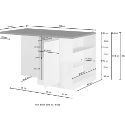 Garnero Arredamenti Isola cucina centrale 160x90cm 2 ante e vani bianco laccato con piano rovere Gourmet Bianco Lucido - Rovere Outlet