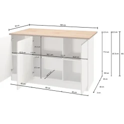 Garnero Arredamenti Isola cucina centrale 155x90cm 3 ante grigio antracite opaco con piano rovere Gourmet Antracite - Rovere Sale