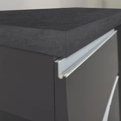 Garnero Arredamenti Isola cucina centrale 155x90cm 3 ante antracite opaco con piano grigio effetto pietra Gourmet Antracite - Grigio pietra Online