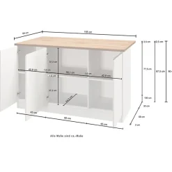 Garnero Arredamenti Isola cucina centrale 155x90cm 3 ante antracite opaco con piano grigio effetto pietra Gourmet Antracite - Grigio pietra Online