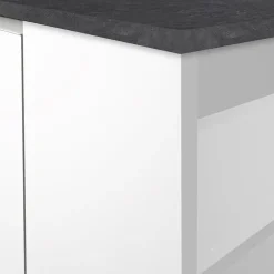 Garnero Arredamenti Isola cucina centrale 160x90cm 2 ante e vani bianco laccato con piano grigio effetto pietra Gourmet Bianco Lucido - Grigio pietra Sale