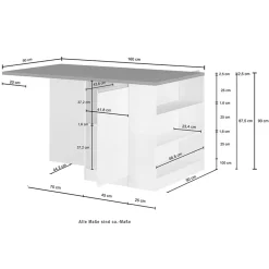 Garnero Arredamenti Isola cucina centrale 160x90cm 2 ante e vani bianco laccato con piano grigio effetto pietra Gourmet Bianco Lucido - Grigio pietra Sale