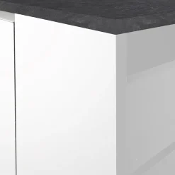Garnero Arredamenti Isola cucina centrale 155x90cm 3 ante bianco laccato con piano grigio effetto pietra Gourmet Bianco Lucido - Grigio pietra Online