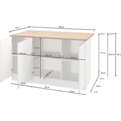 Garnero Arredamenti Isola cucina centrale 155x90cm 3 ante bianco laccato con piano grigio effetto pietra Gourmet Bianco Lucido - Grigio pietra Online