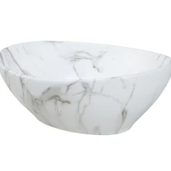 Garnero Arredamenti Lavabo bagno da appoggio 41x33cm ceramica bianco effetto marmo Marmy Online