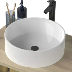 Garnero Arredamenti Lavabo bagno da appoggio rotondo Ø36cm in ceramica bianco lucido Linkuva Hot
