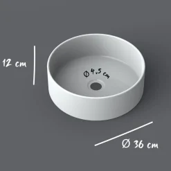 Garnero Arredamenti Lavabo bagno da appoggio rotondo Ø36cm in ceramica bianco lucido Linkuva Hot