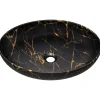 Garnero Arredamenti Lavabo bagno da appoggio 52x40cm ceramica nero oro Limpid Sale