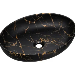 Garnero Arredamenti Lavabo bagno da appoggio 52x40cm ceramica nero oro Limpid Sale