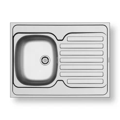 Garnero Arredamenti Lavello da appoggio 80x60cm cucina reversibile 1 vasca con gocciolatoio acciaio inox Yogy Sale