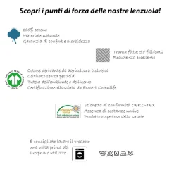 Garnero Arredamenti Lenzuolo francese con angoli in cotone bio 140x200cm bianco Rolla Sale