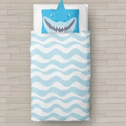 Garnero Arredamenti Lenzuolo sopra + federa letto singolo da bambino in cotone squalo Mojave New