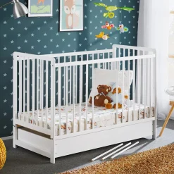 Garnero Arredamenti Lettino con materasso bambini neonati culla cassetto 65x124cm bianco Destiny Discount