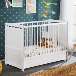 Garnero Arredamenti Lettino con materasso bambini neonati culla cassetto 67x124cm bianco Magic Best