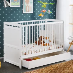 Garnero Arredamenti Lettino con materasso bambini neonati culla cassetto 67x124cm bianco Magic Best