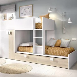 Garnero Arredamenti Letto a castello con armadio 275x106cm bianco rovere Clark Hot
