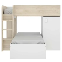 Garnero Arredamenti Letto a castello per bambini con armadio 255x112cm rovere bianco Sole Bianco Opaco - Rovere Best
