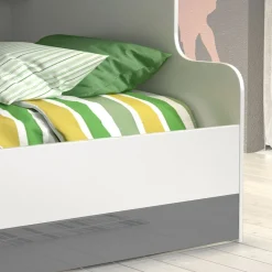 Garnero Arredamenti Letto a castello per bambini 254x120cm bianco grigio Enrico Gihome® Bianco Lucido - Grigio Outlet