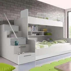 Garnero Arredamenti Letto a castello per bambini 254x120cm bianco Enrico Gihome® Bianco Lucido Sale