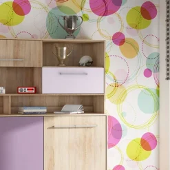 Garnero Arredamenti Letto a scomparsa orizzontale 90x200cm singolo con libreria rovere rosa Alvin Gihome® Rovere - Rosa New