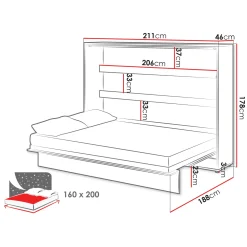 Garnero Arredamenti Letto a scomparsa orizzontale 160x200 cm matrimoniale bianco Camelio Best