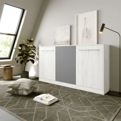 Garnero Arredamenti Letto a scomparsa orizzontale 90x200cm singolo bianco pino grigio grafite Alvin Gihome® Bianco Frassinato - Grafite Hot
