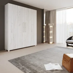 Garnero Arredamenti Letto a scomparsa verticale 160x200cm matrimoniale bianco pino Calvin Gihome® Bianco Frassinato Sale