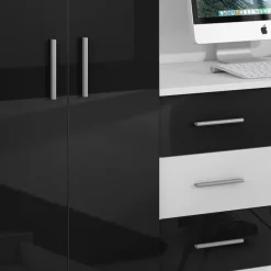 Garnero Arredamenti Letto a soppalco con armadio 324x180cm bianco nero 2  letti Diego Gihome® Bianco Lucido - Nero Lucido Hot