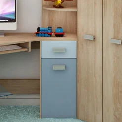 Garnero Arredamenti Letto a soppalco 204x120cm destra rovere blu Dollie Gihome® Rovere - Azzurro Clearance