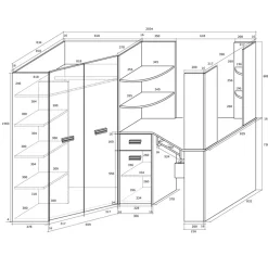 Garnero Arredamenti Letto a soppalco 204x120cm destra bianco pino grafite Dollie Gihome® Grafite - Bianco Frassinato