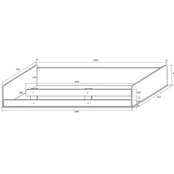Garnero Arredamenti Letto a soppalco 204x120cm destra bianco pino grafite Dollie Gihome® Grafite - Bianco Frassinato