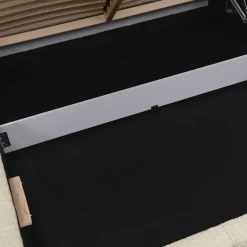 Garnero Arredamenti Letto alla francese 140x200cm con rete contenitore imbottito tessuto bouclé beige Aluna Tessuto Abriamo Beige New