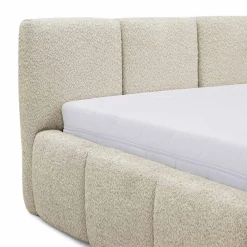 Garnero Arredamenti Letto alla francese 140x200cm con rete contenitore imbottito tessuto bouclé beige Aluna Tessuto Abriamo Beige New
