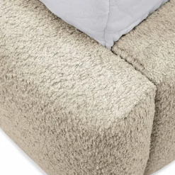 Garnero Arredamenti Letto alla francese 140x200cm con rete contenitore imbottito tessuto bouclé beige Aluna Tessuto Abriamo Beige New