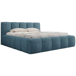 Garnero Arredamenti Letto alla francese 140x200cm con rete contenitore imbottito tessuto bouclé turchese Aluna Tessuto Abriamo Turchese Sale