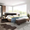 Garnero Arredamenti Letto 180/200cm oversize con comodini quercia scuro nero Lisa Gihome® New