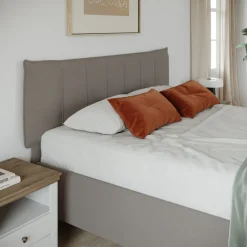 Garnero Arredamenti Letto contenitore matrimoniale 160x195cm imbottito tessuto tortora CozyHaven Tessuto Woven Tortora New