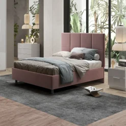 Garnero Arredamenti Letto contenitore matrimoniale 160x195cm imbottito tessuto rosa SleepSolutions Tessuto Velluto Rosa Best