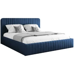 Garnero Arredamenti Letto contenitore matrimoniale 160x200 imbottito velluto blu Poffi Tessuto Vellutato Lucido Blu Online
