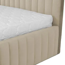 Garnero Arredamenti Letto contenitore matrimoniale oversize 180x200 imbottito velluto beige Poffi Tessuto Vellutato Lucido Beige Clearance