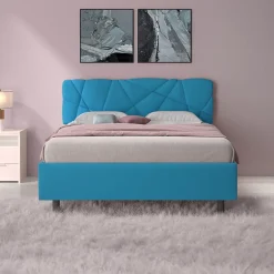 Garnero Arredamenti Letto contenitore matrimoniale 160x195 imbottito tessuto azzurro LuxeSleep Tessuto Lycra Azzurro