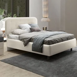 Garnero Arredamenti Letto contenitore matrimoniale 160x195cm imbottito tessuto bianco sabbia DreamLift Tessuto Woven Bianco Clearance