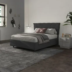 Garnero Arredamenti Letto contenitore matrimoniale 160x195 imbottito tessuto antracite DreamSpace Tessuto Woven Antracite Online