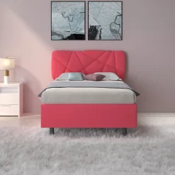 Garnero Arredamenti Letto contenitore una piazza e mezza 120x195cm imbottito tessuto rosa LuxeSleep Tessuto Lycra Fucsia New