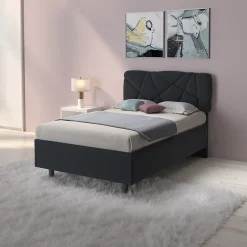 Garnero Arredamenti Letto contenitore una piazza e mezza 120x195 imbottito tessuto antracite LuxeSleep Tessuto Lycra Antracite Discount