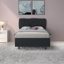 Garnero Arredamenti Letto contenitore una piazza e mezza 120x195 imbottito tessuto antracite LuxeSleep Tessuto Lycra Antracite Discount